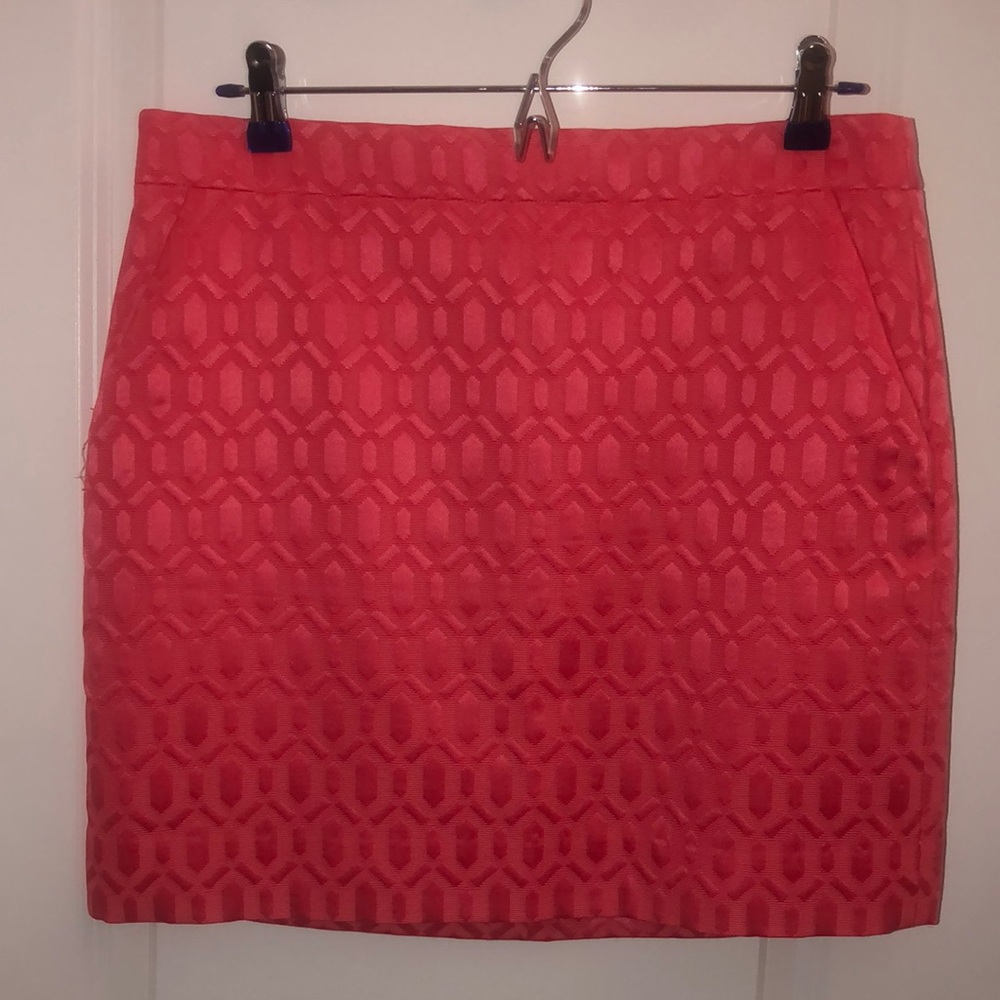 J Crew Coral Embroidered Skirt NWOT